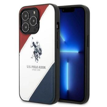 US Polo USHCP14XPSO3 iPhone 14 Pro Max 6,7&quot; fehér tricolor dombornyomott tok kép