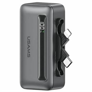 Usams 4K5CD23301 XB Series PlugOn powerbank beépített Type-C/Lightning csatlakozóval 4500mAh 20W PD - szürke kép