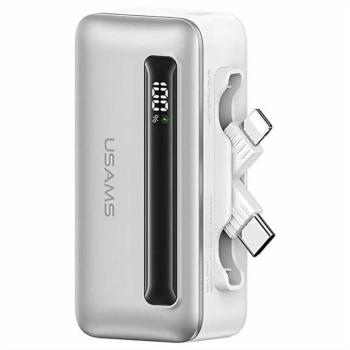 Usams 4K5CD23302 XB Series PlugOn powerbank beépített Type-C/Lightning csatlakozóval 4500mAh 20W PD - ezüst színű kép