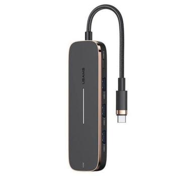 USAMS adapter HUB 3xUSB + USB-C + HDMI fekete kép