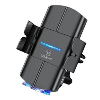 USAMS autómata autós telefontartó vezeték nélküli töltéssel 10W szellőzőrácsra fekete Starod CD133ZJ01 kép