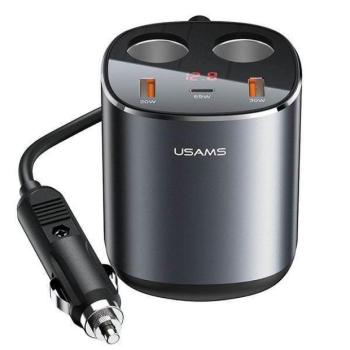 USAMS autós elosztó 2xUSB-A/ 1xUSB-C C28 245W szürke CC151TC01 (US-CC151) kép