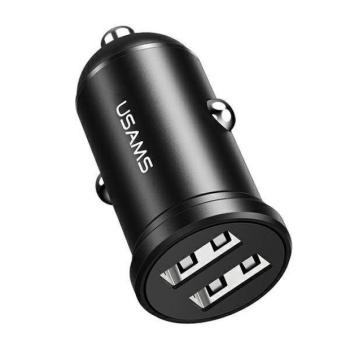 USAMS autós töltő 2xUSB 2,4A Mini fekete CC114TC01 (US-CC114) kép