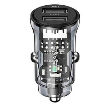 USAMS autós töltő C31 3A 2xUSB-A gyorstöltés fekete CC162CC01(US-CC162) kép