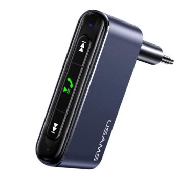 USAMS bluetooth FM transmitter 3.5mm jack aljzat (v5.0, 145mAh + Type-C kábel) SZÜRKE CAT S60, Apple iPhone 7 4.7, Apple iPhone 7 Plus 5.5, Evolveo Strongphone Q5, Blackberry DTEK50 , Vodafone Smart kép