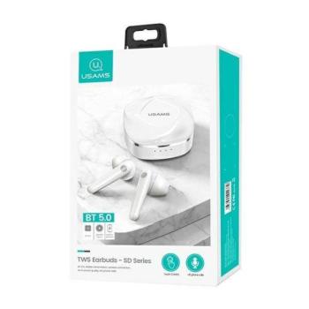 USAMS Bluetooth fülhallgató 5.0 TWS SD sorozat vezeték nélküli fehér BHUSD01 kép