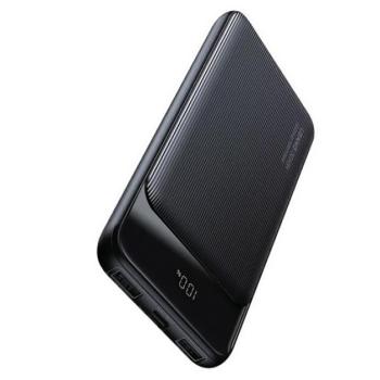 USAMS CD-198 vésztöltő 2 USB+Type-C aljzat (10000mAh, 10W, gyorstöltő, LED kijelző) FEKETE kép