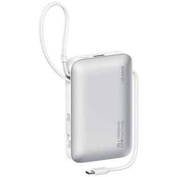 USAMS CD228 XR Series powerbank beépített Type-C és Lightning kábellel 10000mAh 20W - fehér kép