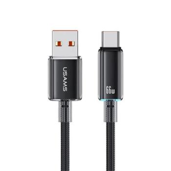 USAMS CLOUD SERIES adatkábel (USB - Type-C, 6A, gyorstöltő, 120cm) FEKETE kép