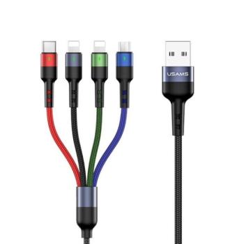 USAMS fonott kábel U26 4w1 3m 2A Gyors töltés (2x Lightning/microUSB/USB-C) SJ413USB01 (US-SJ413) kép