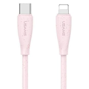 USAMS GREEN SERIES adatkábel (Type-C - lightning, 30W, gyorstöltő, 100cm) RÓZSASZÍN kép