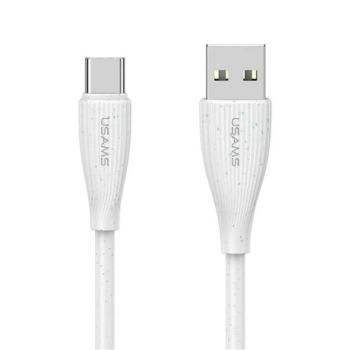USAMS GREEN SERIES adatkábel (USB - Type-C, 18W, 3A, gyorstöltő, 100cm) FEHÉR kép