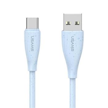 USAMS GREEN SERIES adatkábel (USB - Type-C, 18W, 3A, gyorstöltő, 100cm) VILÁGOSKÉK kép