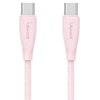 USAMS GREEN SERIES adatkábel (USB - Type-C, 60W, gyorstöltő, 100cm) RÓZSASZÍN kép