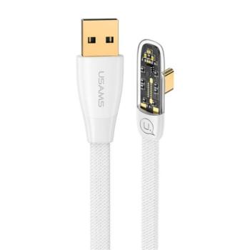 USAMS ICEFLAKE adatkábel (USB - Type-C, 6A, 66W, PD gyorstöltő, 120cm, 90 fokos) FEHÉR kép