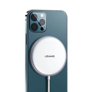 USAMS indukciós töltő US-CD160 mágneses W2 15W alumínium iPhone 12 sorozat ezüst CD160DZ01 kép