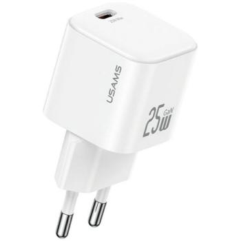 USAMS JC MINI hálózati töltő Type-C aljzat (25W, PD gyorstöltő, GaN) FEHÉR kép