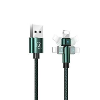 USAMS kábel fonott forgatható fejjel U60 2A Lightning zöld 1m SJ476USB02 (US-SJ476) kép