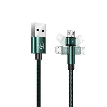USAMS kábel fonott forgatható fejjel U60 2A microUSB zöld 1m SJ478USB02 (US-SJ478) kép
