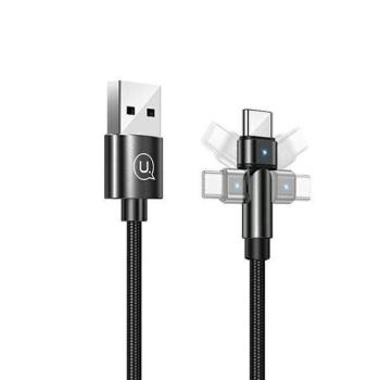 USAMS kábel fonott forgatható fejjel U60 2A USB-C fekete 1m SJ477USB01 (US-SJ477) kép