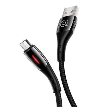 USAMS kábel fonott U-Tone microUSB 1.2m Power-off 2A gyorstöltés fekete SJ346USB01 (US-SJ346) kép