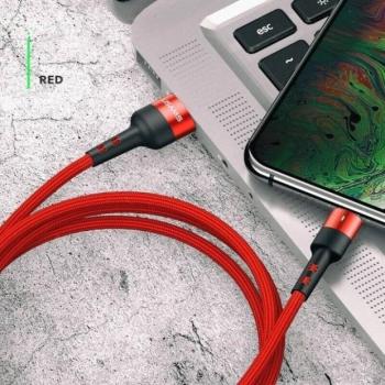 USAMS kábel fonott U26 USB-C 1m 1db készlet 3A gyorstöltés piros SJ313TC02 (US-SJ313) (US-SJ313) kép