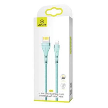 USAMS kábel fonott U33 lightning 1,2m 2A gyorstöltés cián kék SJ360USB02 (US-SJ360) kép