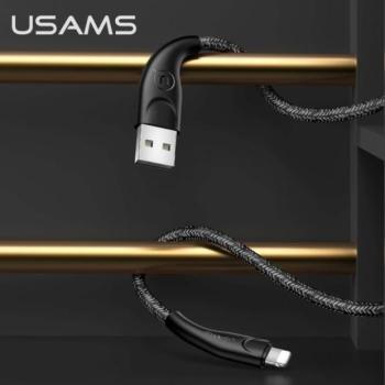 USAMS kábel fonott U41 lightning 1m 2A fekete SJ391USB01 (US-SJ391) gyorstöltés kép