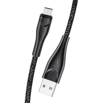 USAMS kábel fonott U41 microUSB 1m 2A fekete SJ393USB01 (US-SJ393) gyorstöltés kép