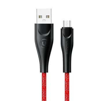 USAMS kábel fonott U41 microUSB 1m 2A piros SJ393USB02 (US-SJ393) gyorstöltés kép