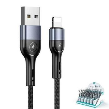 USAMS kábel fonott U55 2A lightning 1db készlet U55 fekete 1m SJ448ZJ01 (US-SJ448) SJ448USBSG01 kép