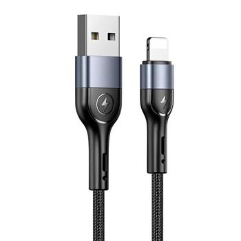 USAMS kábel fonott U55 2A Lightning fekete 1m SJ448USB01 (US-SJ448) kép