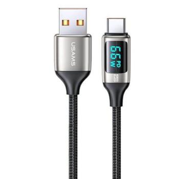USAMS kábel fonott U78 USB-C 1.2m LED 6A gyorstöltés fehér SJ544USB02 (US-SJ544) kép