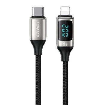 USAMS kábel fonott U78 USB-C - Lightning LED 1.2m 20W PD gyorstöltés fehér SJ545USB02 (US-SJ545) kép