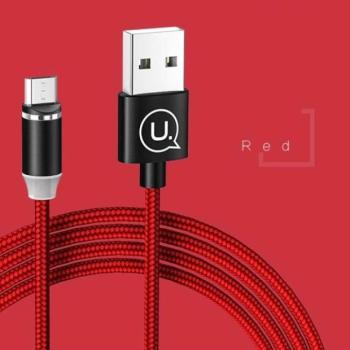 USAMS kábel mágneses U-Sure microUSB 1m 2.1A fonott piros SJ294USB02 (US-SJ294) kép