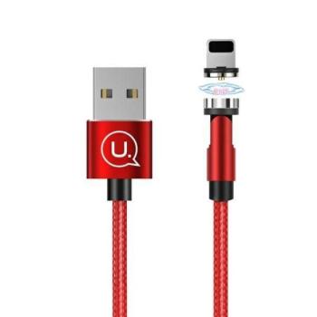 USAMS kábel mágneses U59 lightning 2.1A gyorstöltés 1m fonott piros SJ472USB02 (US-SJ472) állítható szög kép