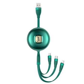 USAMS kábel U69 3 az 1-ben 1m zöld (lightning/microUSB/USB-C) SJ508USB03 (US-SJ508) kép