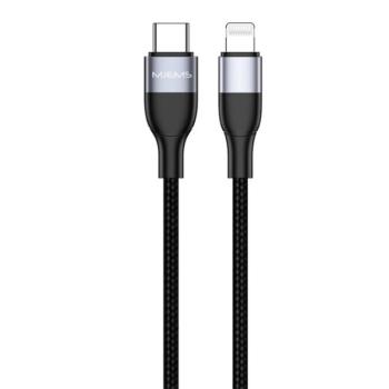 USAMS MJEMS adatátviteli kábel (Type-C - lightning 8pin, gyorstöltés, 120cm, MFi engedélyes, cipőfűző minta) FEKETE Apple iPhone 7 4.7, Apple iPhone 7 Plus 5.5, Apple IPAD mini 4, Apple IPAD P kép