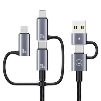 USAMS SJ738 Sufeng Series USB-A/Type-C - Type-C/Lightning/microUSB kábel 240W 2m - szürke kép
