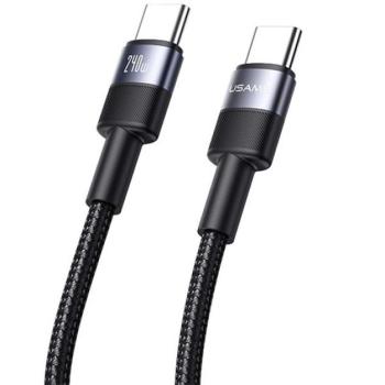 USAMS SY adatkábel (Type-C - Type-C, 240W, gyorstöltő, 120cm, cipőfűző) EZÜST kép