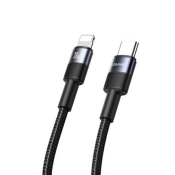 USAMS SY SERIES adatkábel (Type-C - lightning, 3A, 30W, gyorstöltő, 120cm) FEKETE kép