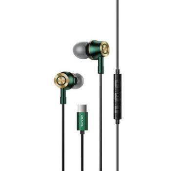 USAMS sztereó fejhallgató EP-43 fém USB-C sötétzöld HSEP4302 kép