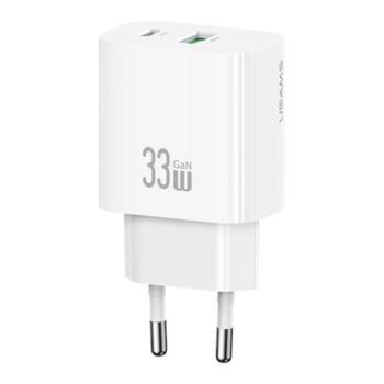 USAMS T65 hálózati töltő USB+Type-C aljzat (33W, PD gyorstöltő) FEHÉR kép