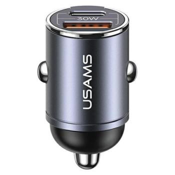 USAMS töltő 1xUSB+1xUSB-C C38 30W PD gyorstöltő integrált acélgyűrűvel CC206CC01 (US-CC206) kép