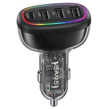 USAMS töltő 1xUSB-C 3xUSB-A C34 48W 3A+C PD gyorstöltés fekete CC170CC01 (US-CC170) kép