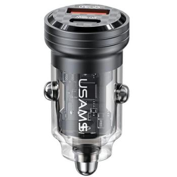 USAMS töltő C35 USB+USB-C 45W-os gyorstöltés fekete CC175CC01 (US-CC175) kép