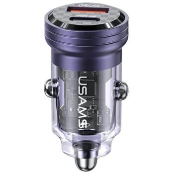 USAMS töltő C35 USB+USB-C 45W-os gyorstöltés lila CC175CC02 (US-CC175) kép
