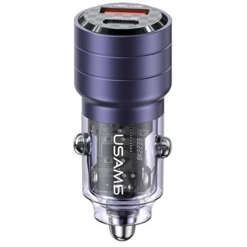 USAMS töltő C36 USB+USB-C 95W-os gyorstöltés lila CC176CC02 (US-CC176) kép