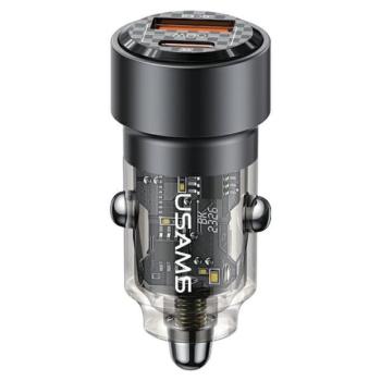 USAMS töltő C39 USB+USB-C 60W gyorstöltés fekete CC208CC01 (US-CC208) kép