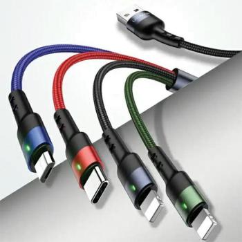 USAMS U26 4in1 fonott kábel 1.2m 2A gyors töltés (2x villám/microUSB/USB-C) SJ317USB01 (US-SJ317) kép